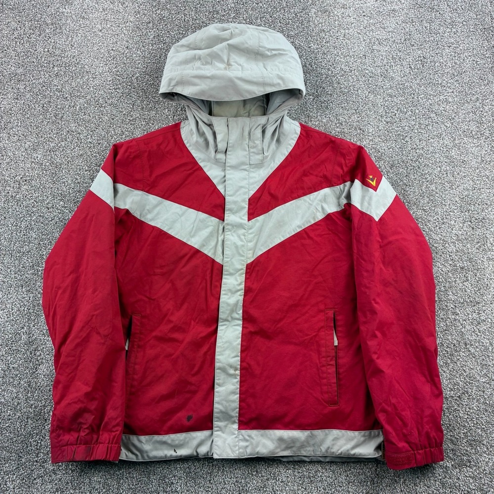 Vintage Burton Snowboard Jacket Women's L Red Gray Hooded Waterproof Insulated